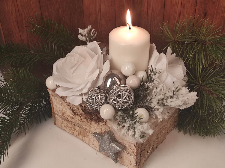 Stroik na Boże Narodzenie   Biel w Naturze