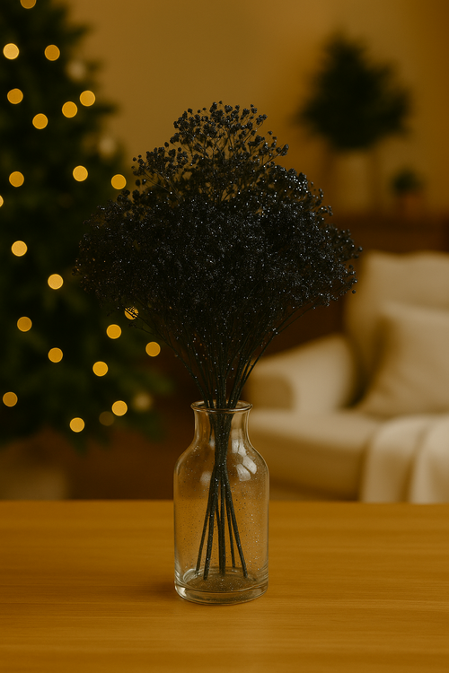 Bukiet Gipsówki czarnej z brokatem– Kolekcja GrandDeco