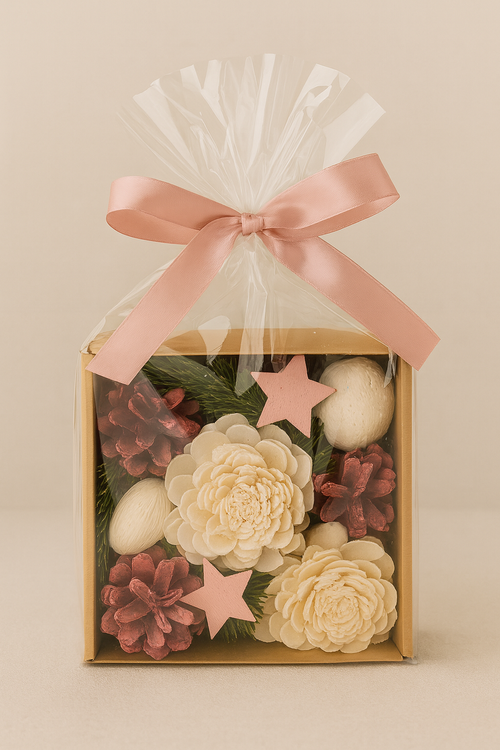 Zestaw Dekoracyjny Świąteczny – Kwiaty Sola, Szyszki, Gwiazdki – Prezent