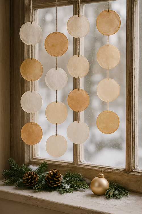 Muszle Capiz 7–11 cm 12 szt – GrandDeco  Naturalne, perłowe krążki do dekoracji świątecznych i zimowych aranżacji