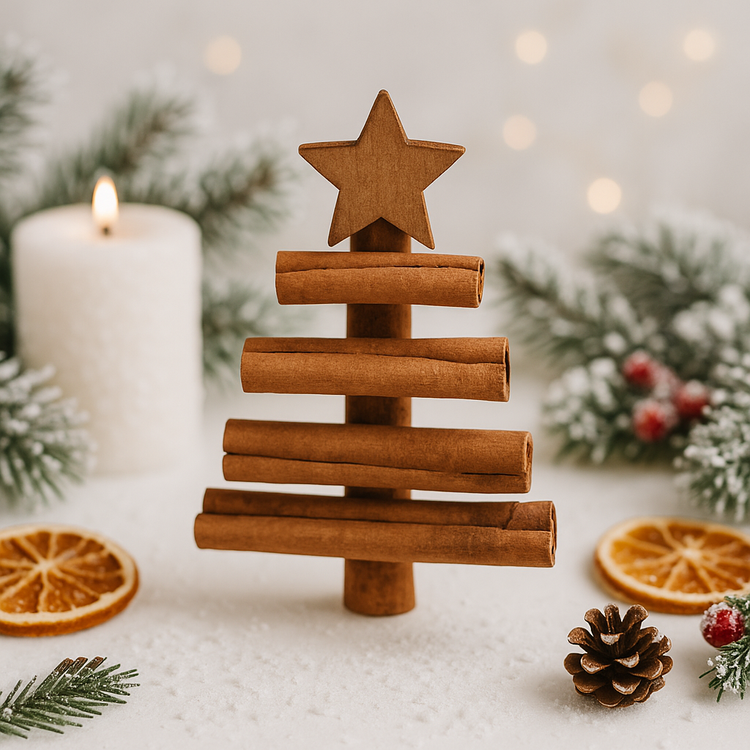 Zestaw 3 choinek z cynamonu 9×16 cm – naturalne ozdoby świąteczne handmade