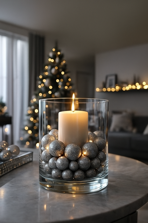 Srebrne Kuleczki Dekoracyjne 1,2 cm | Brokatowe Wypełnienie do Bombek i Dekoracji Świątecznych