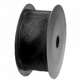 Wstążka wstążka świąteczna organza z drucikiem, tasiemka szyfonowa 4 cm/10m czarna
