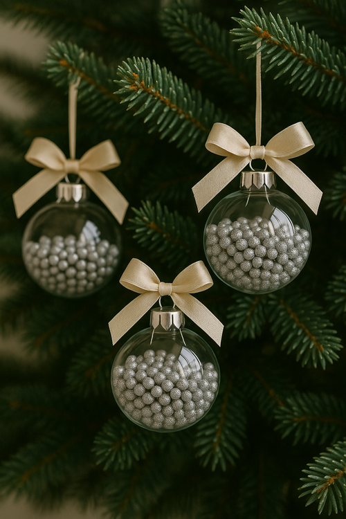 Srebrne Kuleczki Dekoracyjne 1,2 cm | Brokatowe Wypełnienie do Bombek i Dekoracji Świątecznych