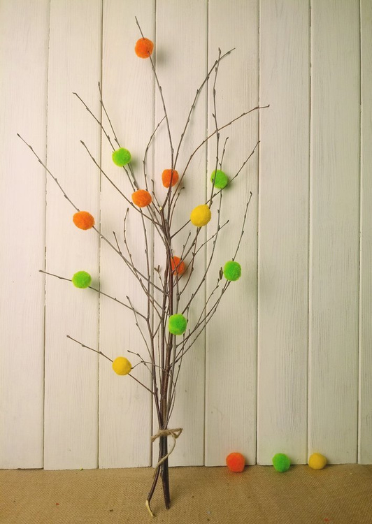 Bawełniane kulki  zielone, pomarańcz, żółte mix  12 szt./op.