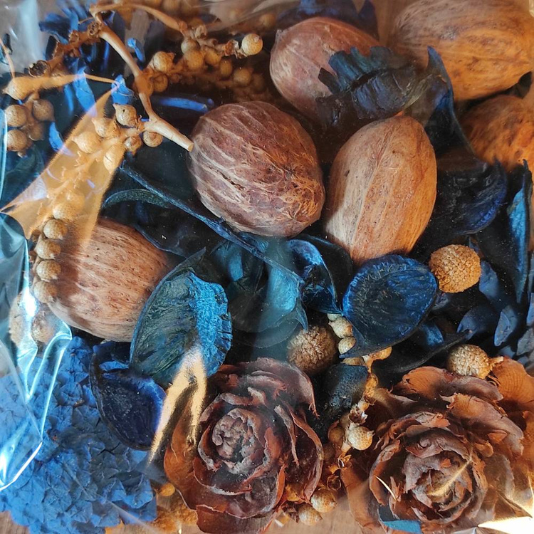 Suszone rośliny szyszki, owoce pieprzowca, amra, róże cedrowe, owoce bora 