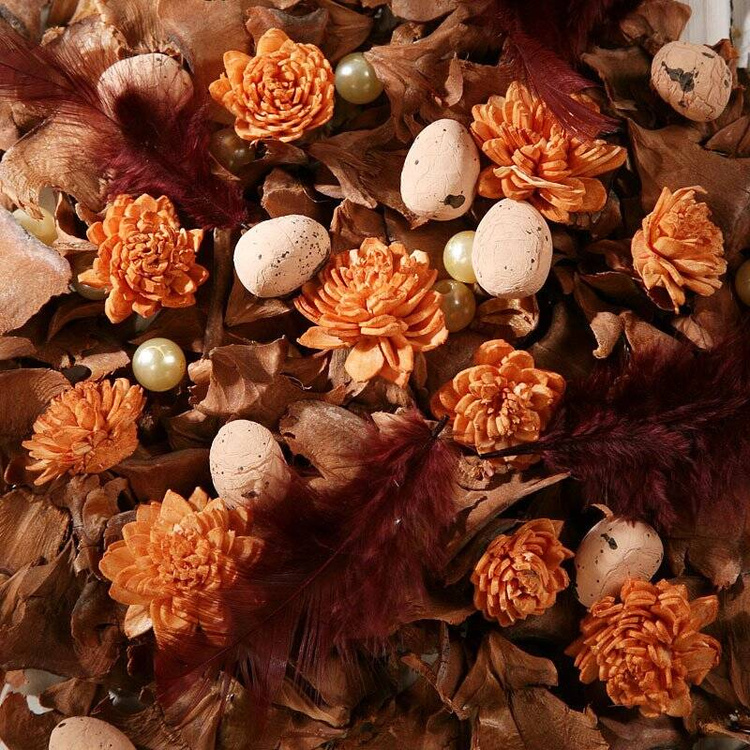 Kwiaty na Wielkanoc  Suszone kwiaty na stroik, wianek, potpourri, palmę wielkanocną  60 szt./op - naturalnu brązy