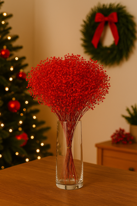 Świąteczny Bukiet Gipsówki Czerwonej 30 cm – Elegancka Dekoracja GrandDeco