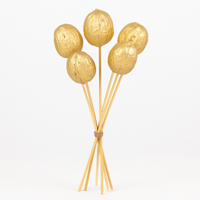 Dekoracyjne orzechy Amra złote na pikach – zestaw 6 szt.