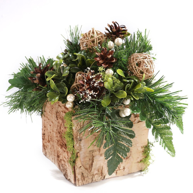 Mech dekoracyjny 1L GrandDeco – chrobotek zielony i biały, mech leśny, do stroików DIY