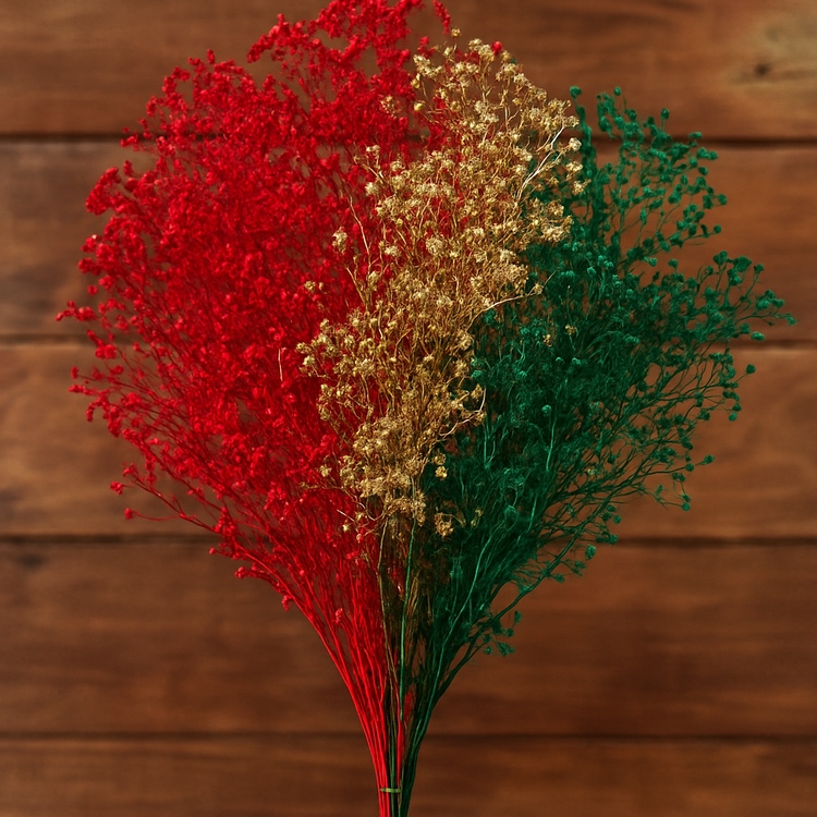 Świąteczny Bukiet Gipsówki – Czerwono-Złoto-Zielony, Kolekcja GrandDeco, 30–40 cm