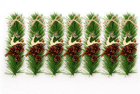 Gałązki Świąteczne z Jutą i Reniferem 20 cm – 7 szt. – Kolekcja GrandDeco – Dekoracje, Prezent, Stroiki