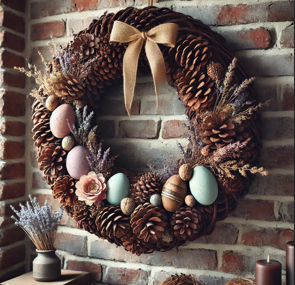 Wianek z szyszek naturalny ok 30 cm