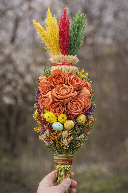 Kwiaty shola jasnobrązowe 60 szt – naturalna elegancja Wielkanocy | Kolekcja GrandDeco