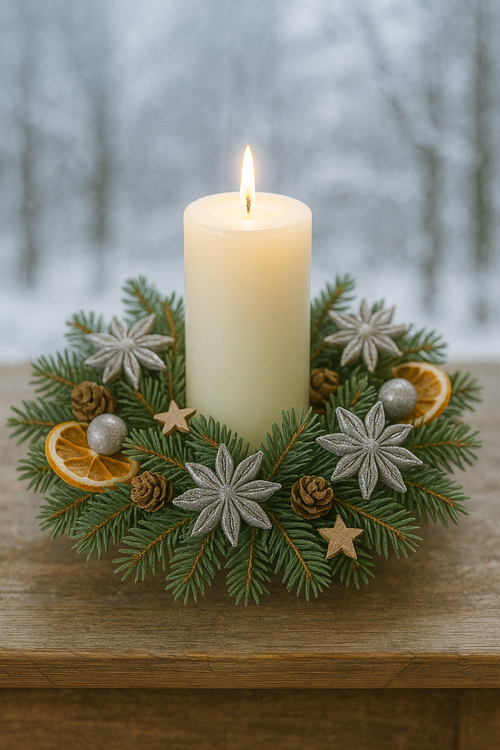 Srebrny anyż dekoracyjny 12 szt. GrandDeco – gwiazdki świąteczne, naturalne ozdoby