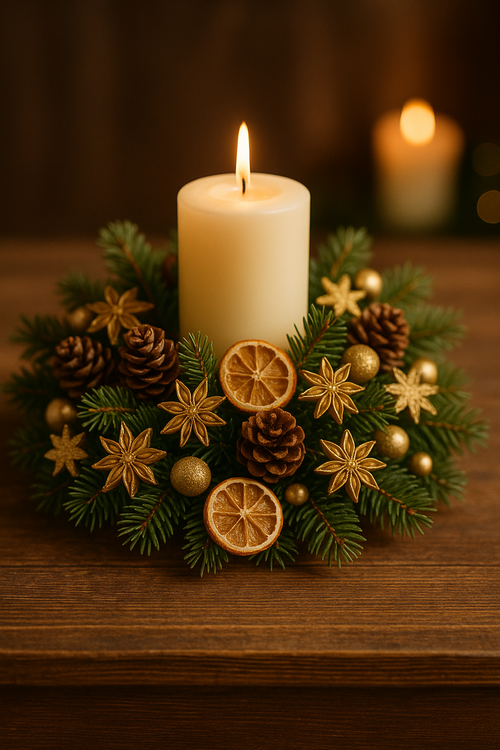 Złoty anyż dekoracyjny 12 szt. GrandDeco – gwiazdki świąteczne, ozdoby naturalne