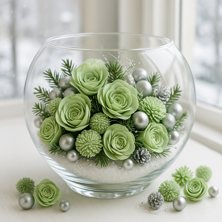 Kwiaty shola jasnozielone 60 szt 2–6 cm do świątecznych stroików i wianków DIY