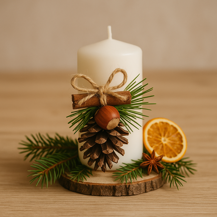 Naturalne Zawieszki Świąteczne z Szyszką, Cynamonem i Orzechem – Handmade – Zestaw 6 szt.