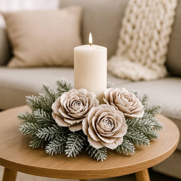 Róże Cedrowe 12 szt. – Naturalna Dekoracja Premium do Świątecznych Aranżacji