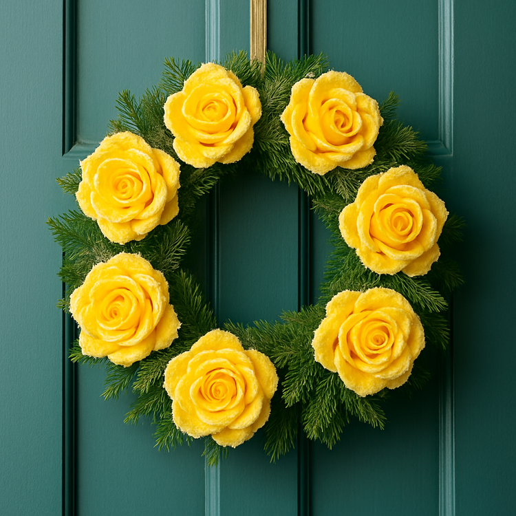 Oszronione główki róż żółtych 12 cm – 6 szt. Dekoracje premium GrandDeco