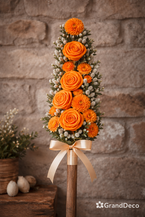 Kwiaty Shola – intensywny pomarańcz | Wielkanoc | Kolekcja GrandDeco – 60 szt.