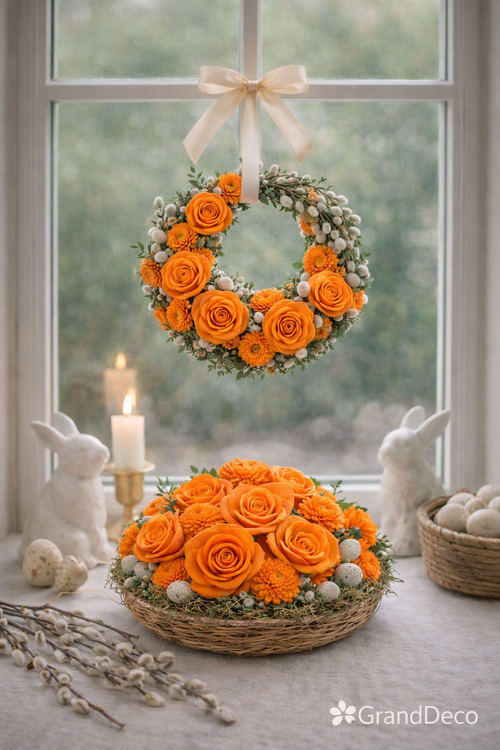 Kwiaty Shola – intensywny pomarańcz | Wielkanoc | Kolekcja GrandDeco – 60 szt.