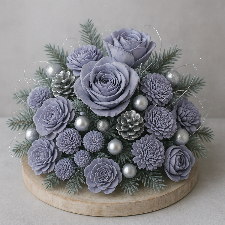 Kwiaty na choinkę pastelowe, fioletowe kwiaty shola 60 szt.