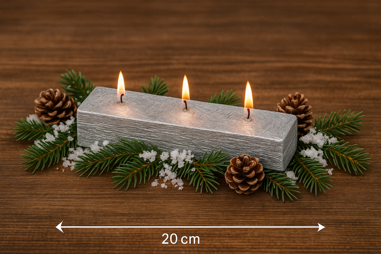 Świeca świąteczna rustykalna 40 / 50 / 200 mm – srebrna