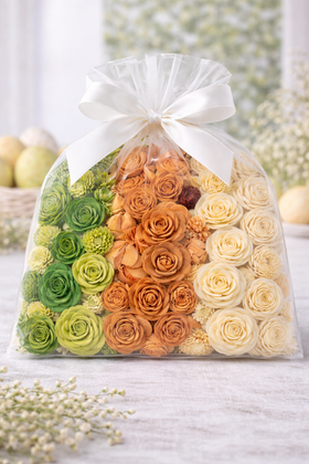 Kwiaty shola mix naturalny GrandDeco – zieleń, krem, jasny brąz | 60 szt. | dekoracje wielkanocne & DIY