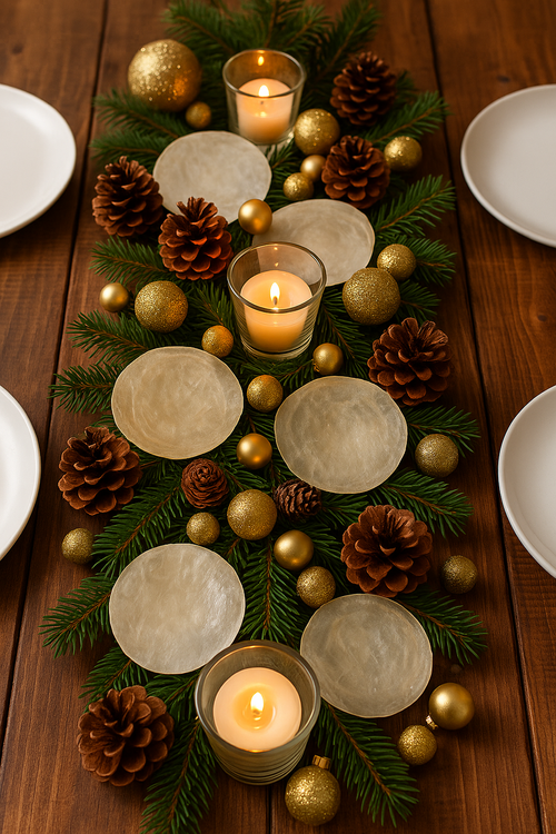 Muszle Capiz 7–11 cm 12 szt – GrandDeco  Naturalne, perłowe krążki do dekoracji świątecznych i zimowych aranżacji