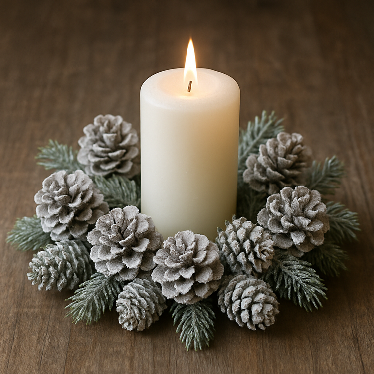 Szyszki sosnowe bielone 12 szt. – naturalne dekoracje zimowe i świąteczne, GrandDeco