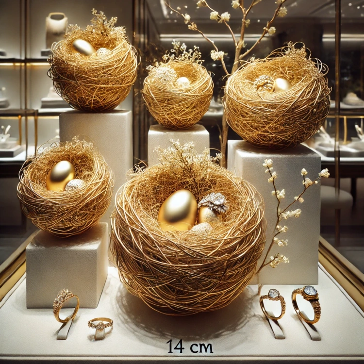 Ozdoba  glamour złote naczynie z siana