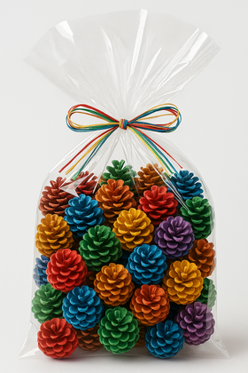 Kolorowe szyszki dekoracyjne 3L GrandDeco – zestaw 48 szt. do stroików, wianków i świątecznych ozdób
