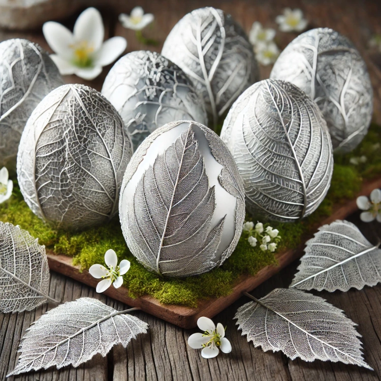 Liście ozdobne szkieletowe – srebrne, 10 cm, 20 szt./opakowanie