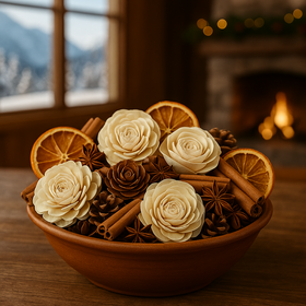 Mieszanka Naturalna GrandDeco – Suszone Kwiaty Shola z Pomarańczą, Szyszkami i Cynamonem (Aromatyczna Kompozycja Świąteczna)