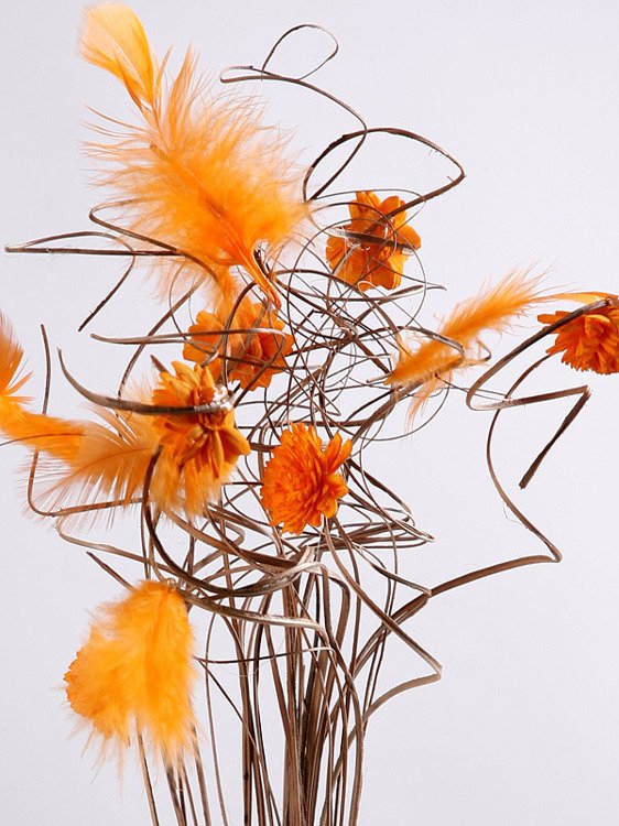Bukiet do wazonu kręcone trawy z kwiatami sola  pomarańczowy ok 40-50 cm