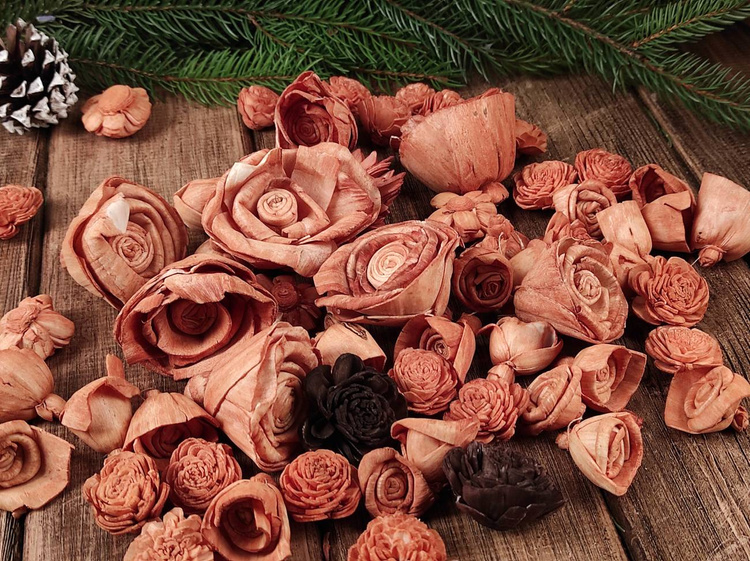 Suszone kwiaty na stroik, wianek, potpourri CENA ZA OPAKOWANIE 45-50 szt. - naturalne brązy