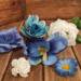 Kwiaty sztuczne niebiesko-białe 6  szt/op